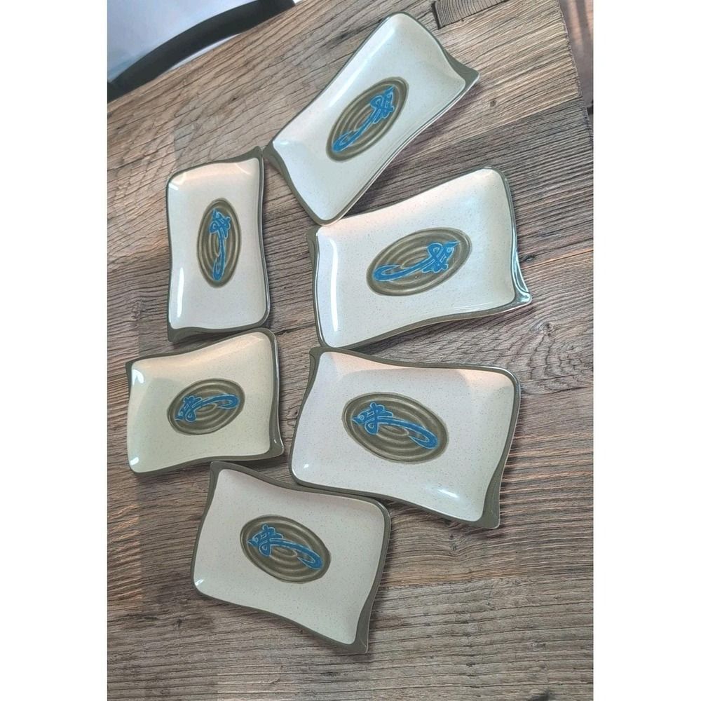 Tai Hong Wei Ware No 1609 Six 8" X 5" Rectangular Sushi Appetizer Plates (6)